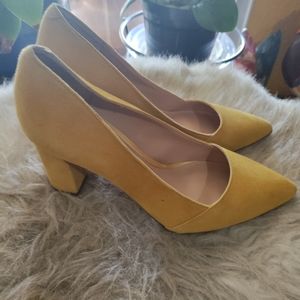 Franco Sarto yellow leather pumps